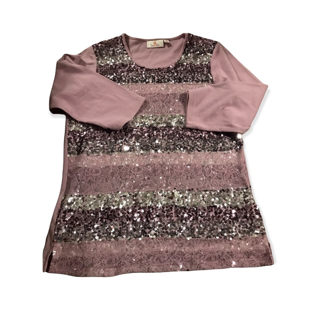 Woman's Quacker Factory Lavender Sequined Top Medium